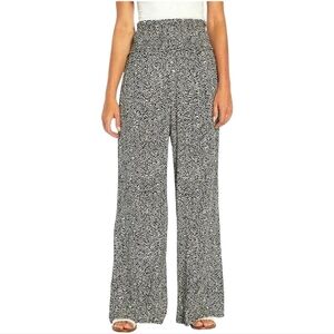 ​Black White Patterned Wide Leg Palazzo Pants XS S